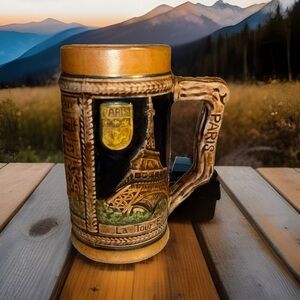 Vintage German Beer Stein Mug Tankard - Paris Themed
